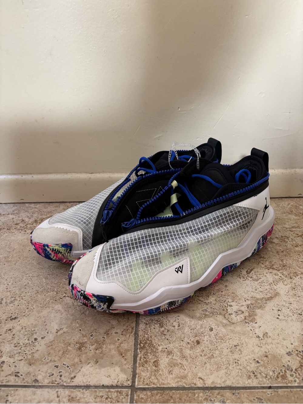 Nike Air Jordan Why Not Zer0.6 White Black Lime Blue Shoes DO7189-101 Mens 15